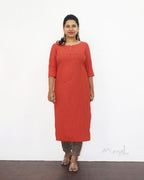 Orange Stripe Cotton Kurta