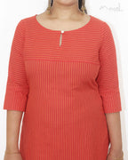 Orange Stripe Cotton Kurta