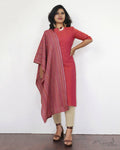 Orange Cotton Kurta With Minimal Embroidery