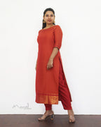 Orange Narayanpet Traditional Cotton Kurta