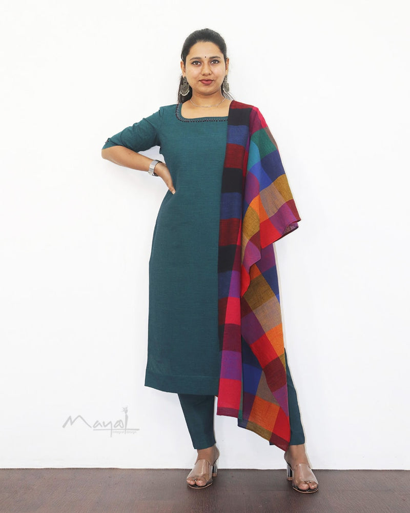 Peacock Blue Cotton Kurta
