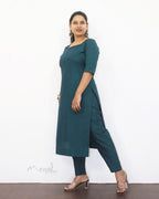 Peacock Blue Cotton Kurta