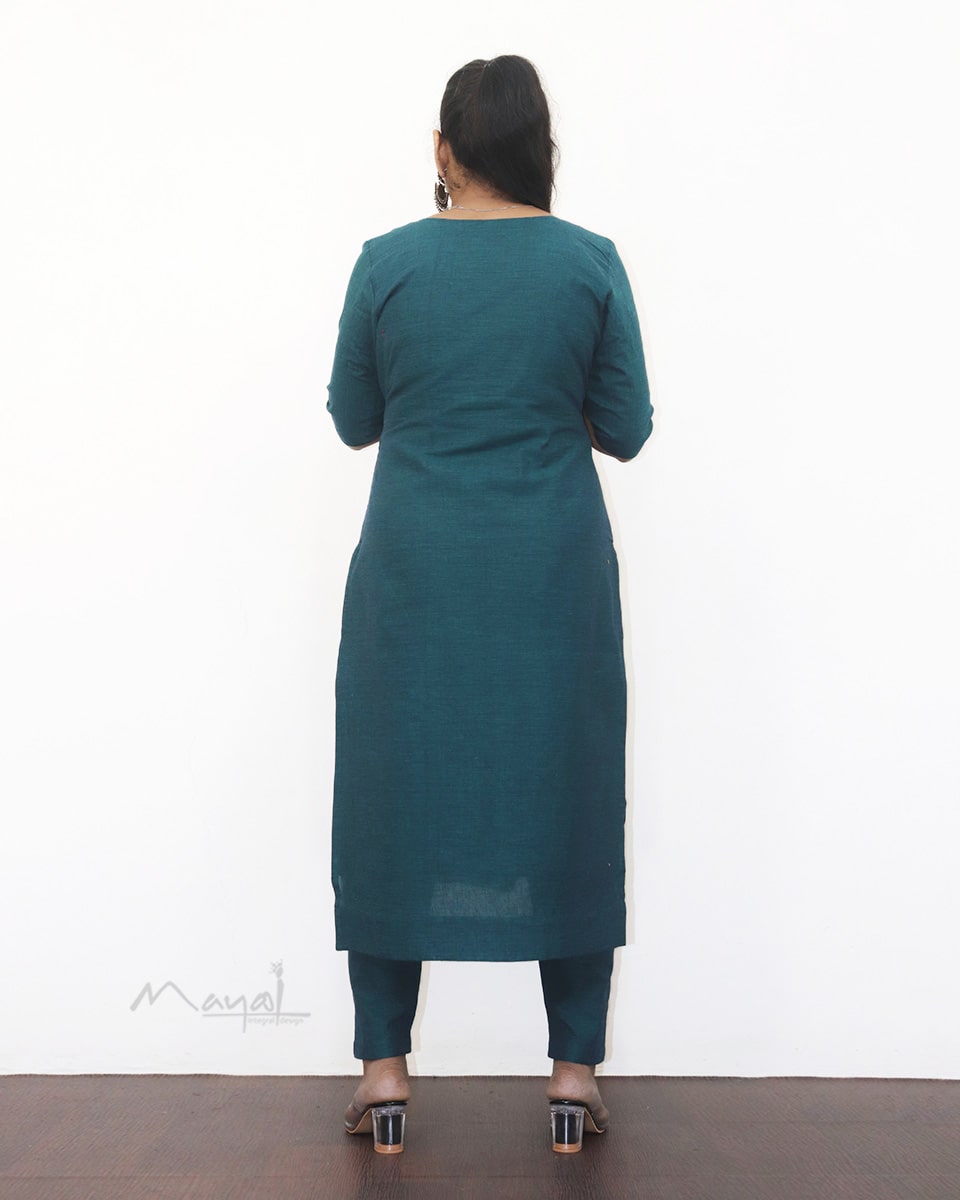Peacock Blue Cotton Kurta