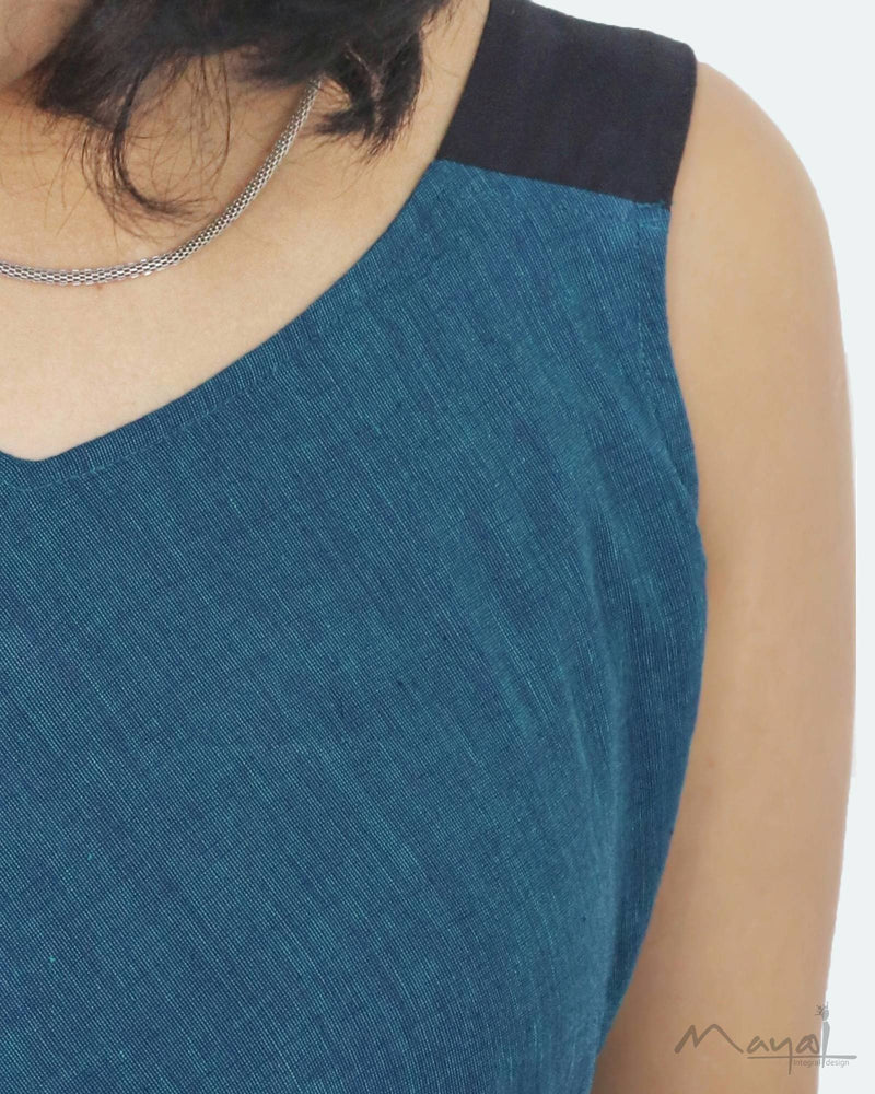 Peacock Blue A-Line Cotton Dresses