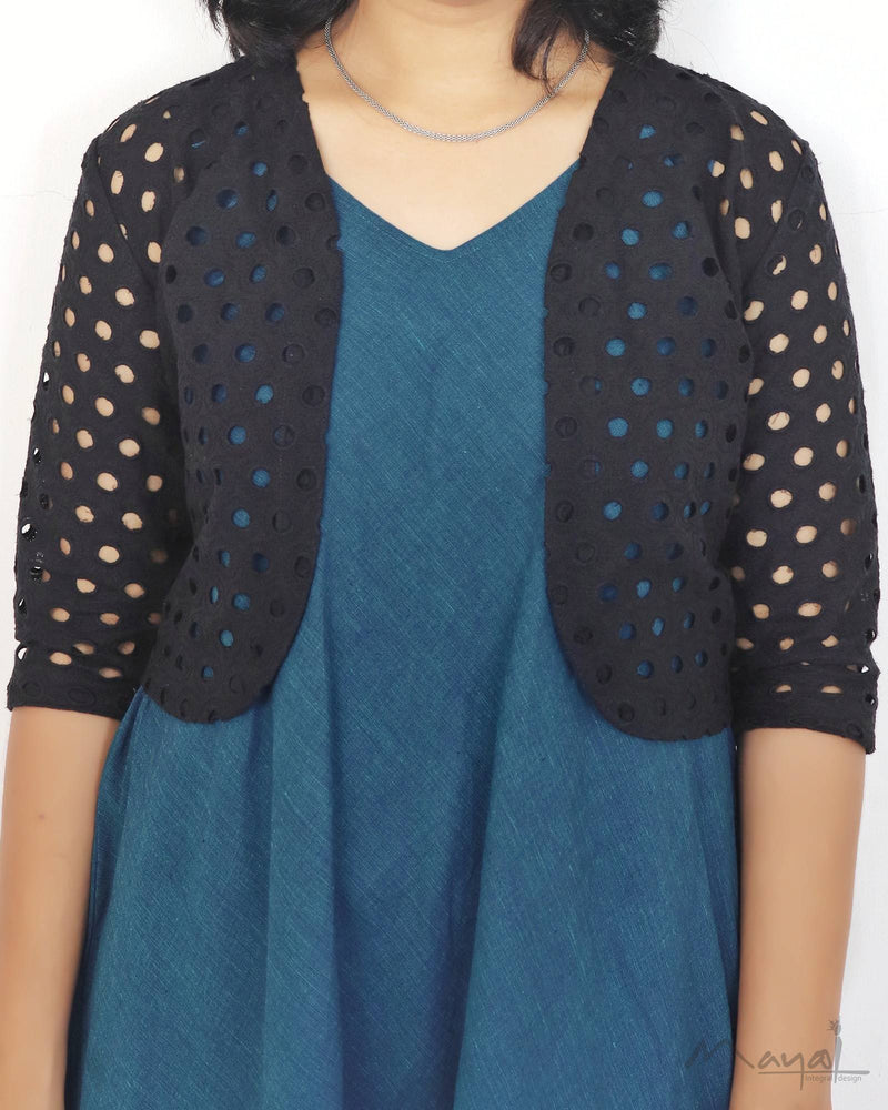 Peacock Blue A-Line Cotton Dresses