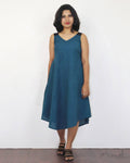 Peacock Blue A-Line Cotton Dresses