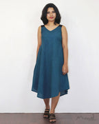 Peacock Blue A-Line Cotton Dresses