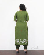 Pickle Green Jamdani Handloom Cotton Kurta