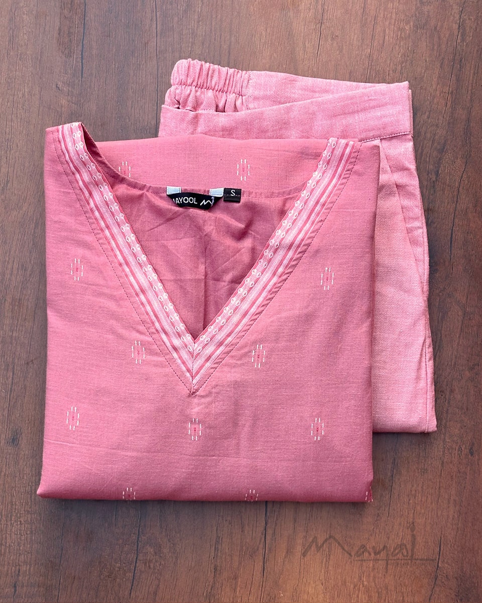 Tickled Pink Self Design Cotton Kurta