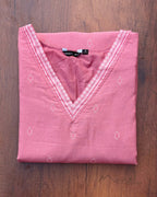 Tickled Pink Self Design Cotton Kurta