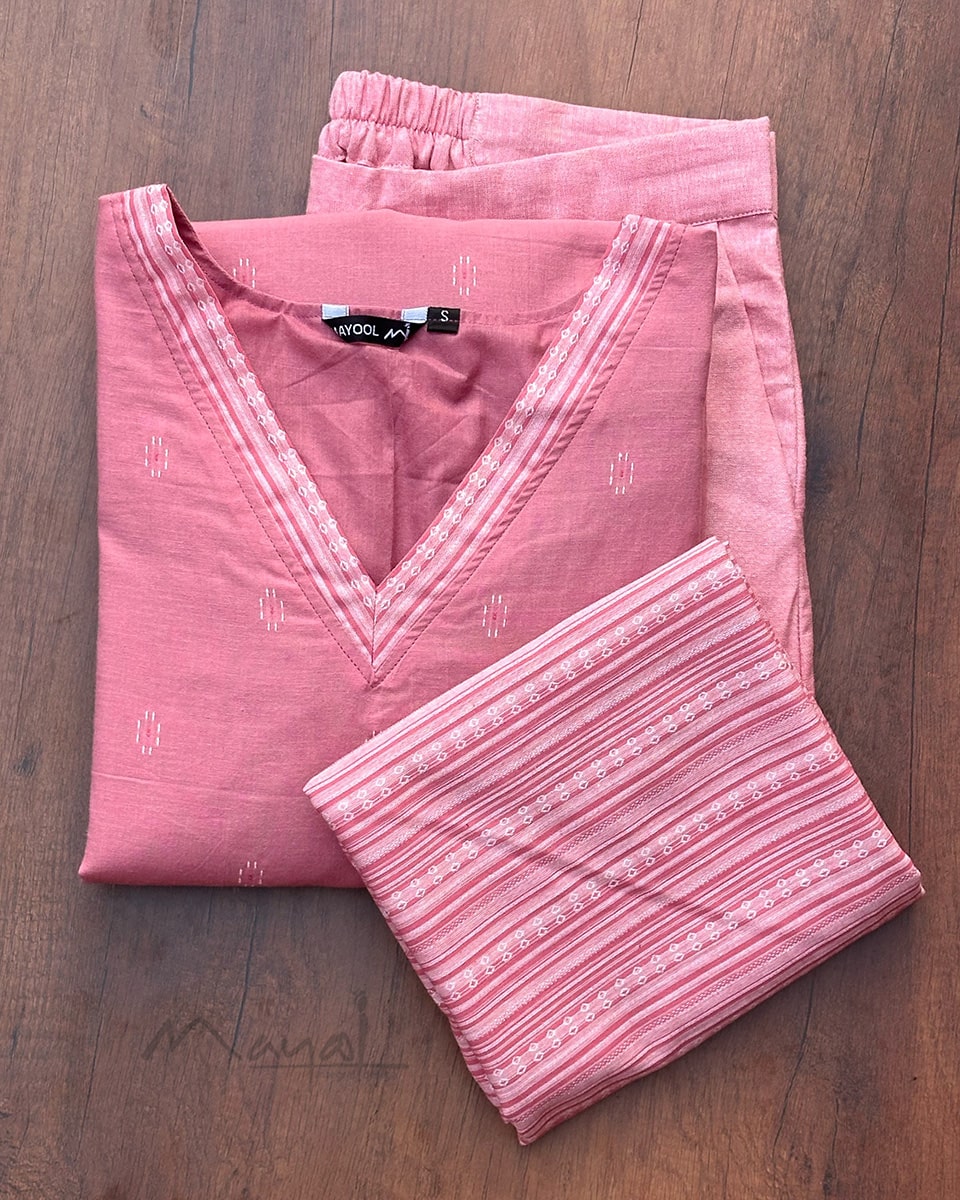Tickled Pink Self Design Cotton Kurta