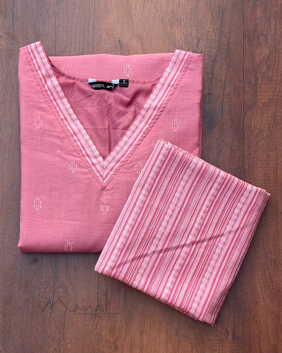 Tickled Pink Self Design Cotton Kurta
