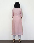 Peach Pink Cotton Kurta With Dupatta