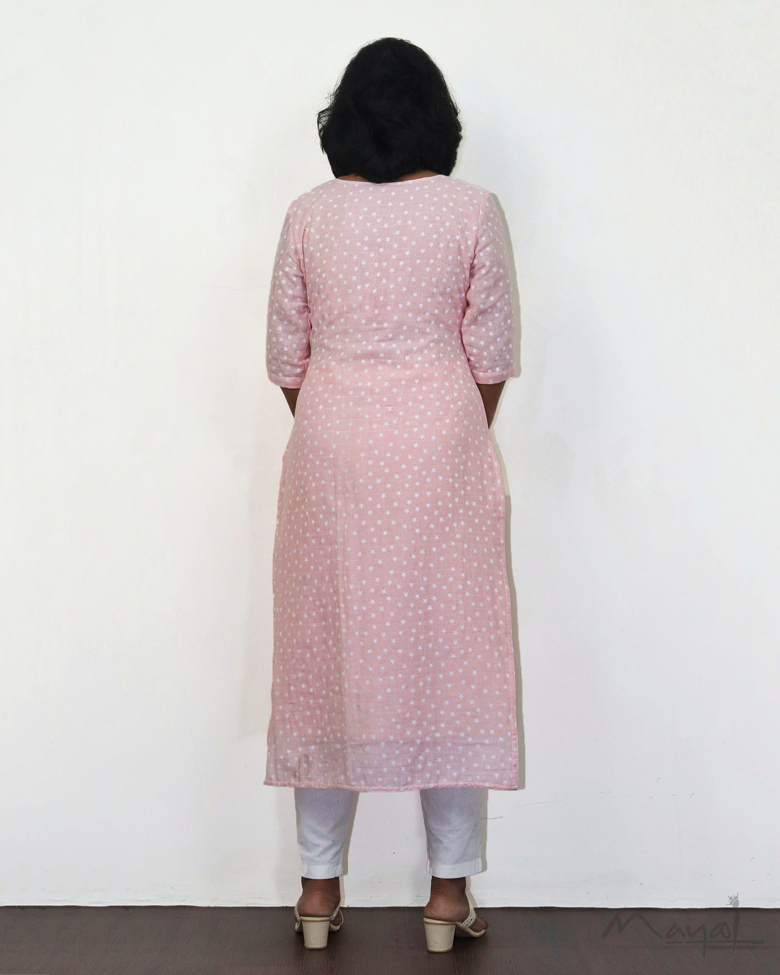 Peach Pink Cotton Kurta With Dupatta