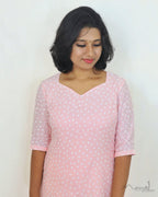 Peach Pink Cotton Kurta With Dupatta