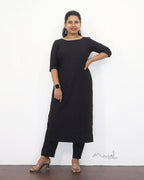 Black Cotton Kurta