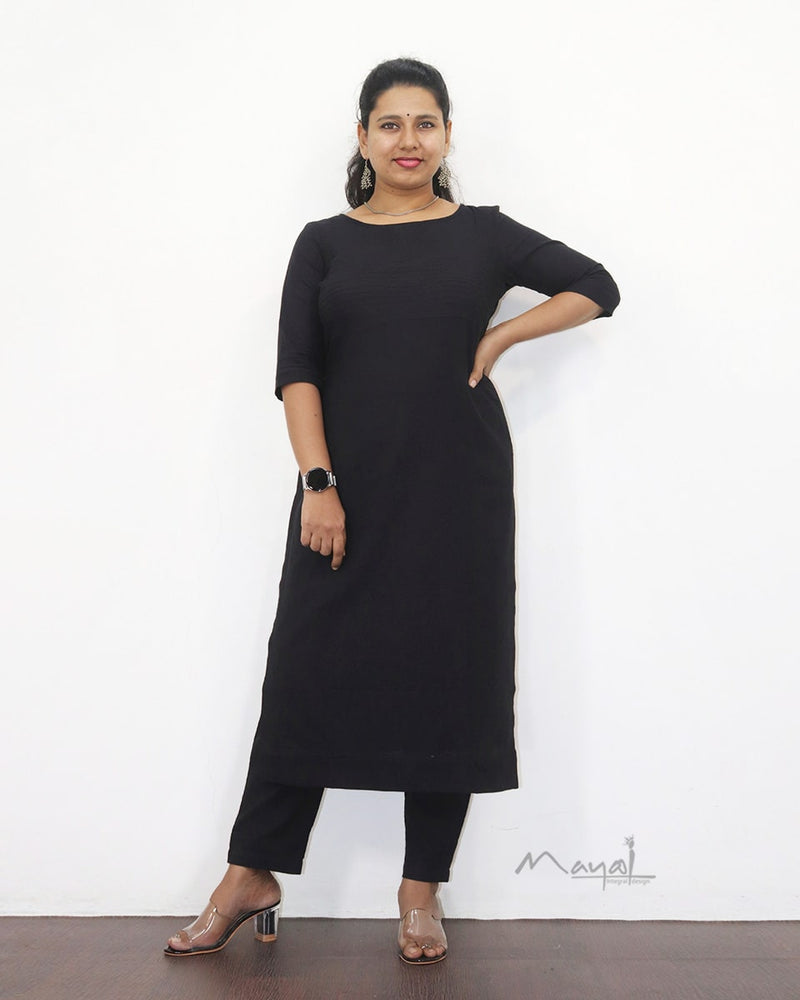 Black Cotton Kurta