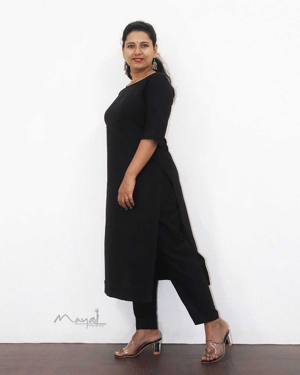 Black Cotton Kurta