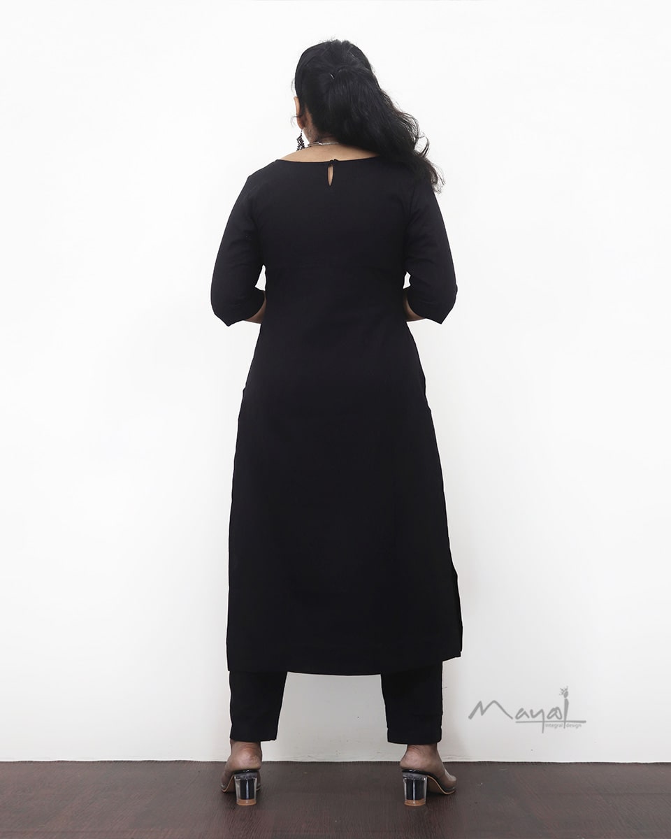 Black Cotton Kurta