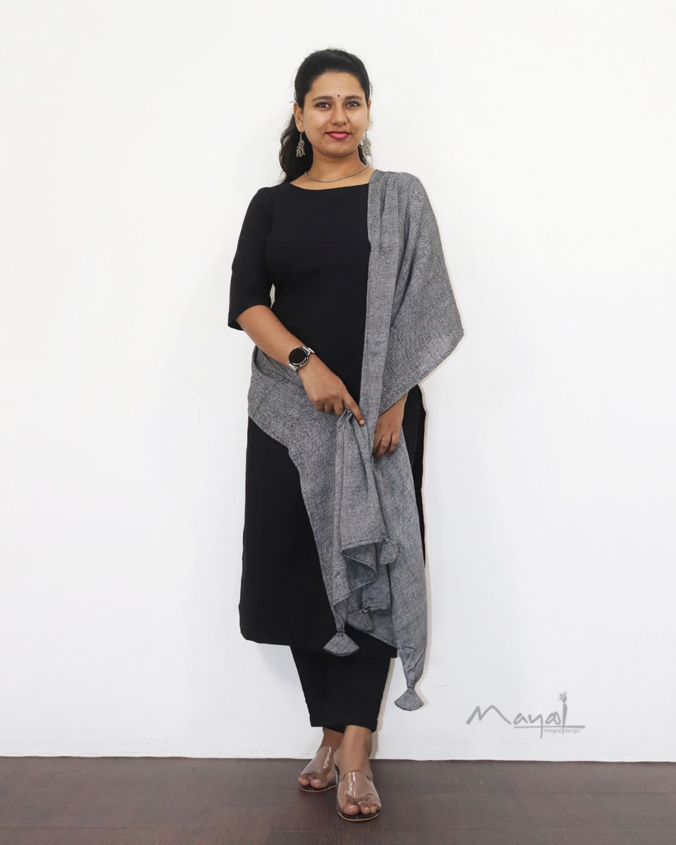 Black Cotton Kurta