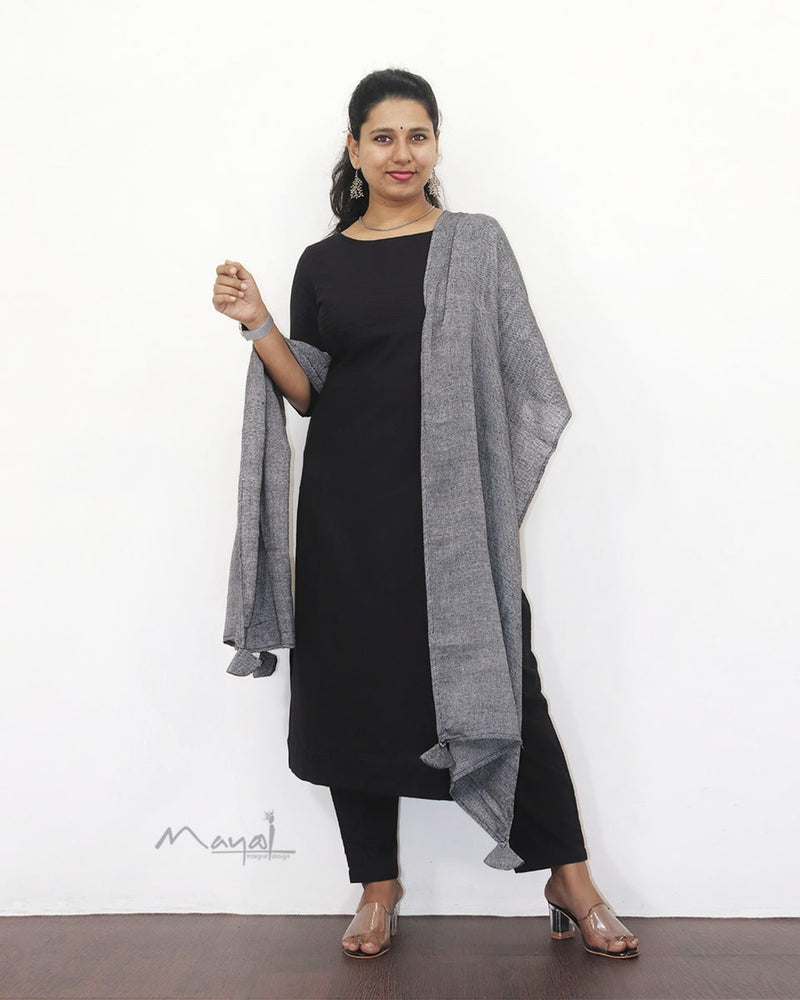 Black Cotton Kurta