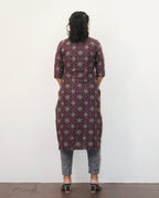 Plum Purple Printed Cotton Kurta