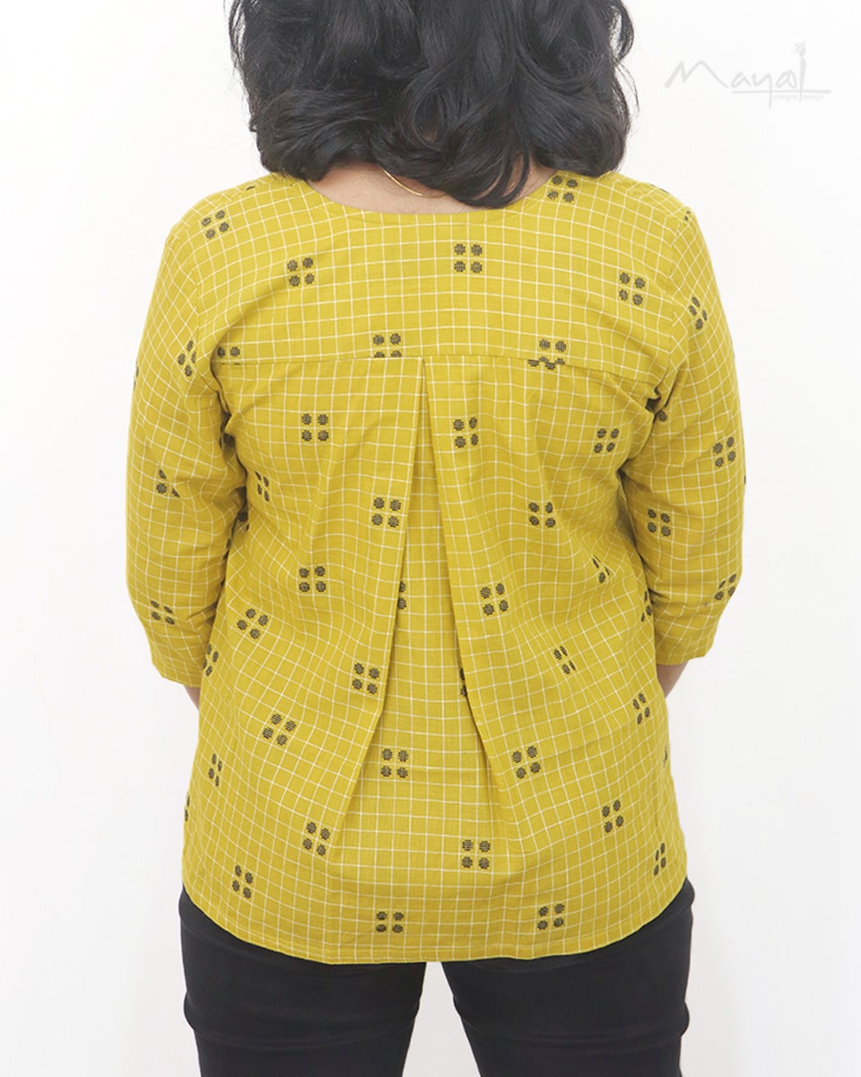 Saffron Yellow Pleated Peplum Top