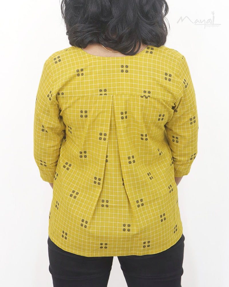 Saffron Yellow Pleated Peplum Top