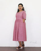 Super Pink Fit Flare Cotton Dresses