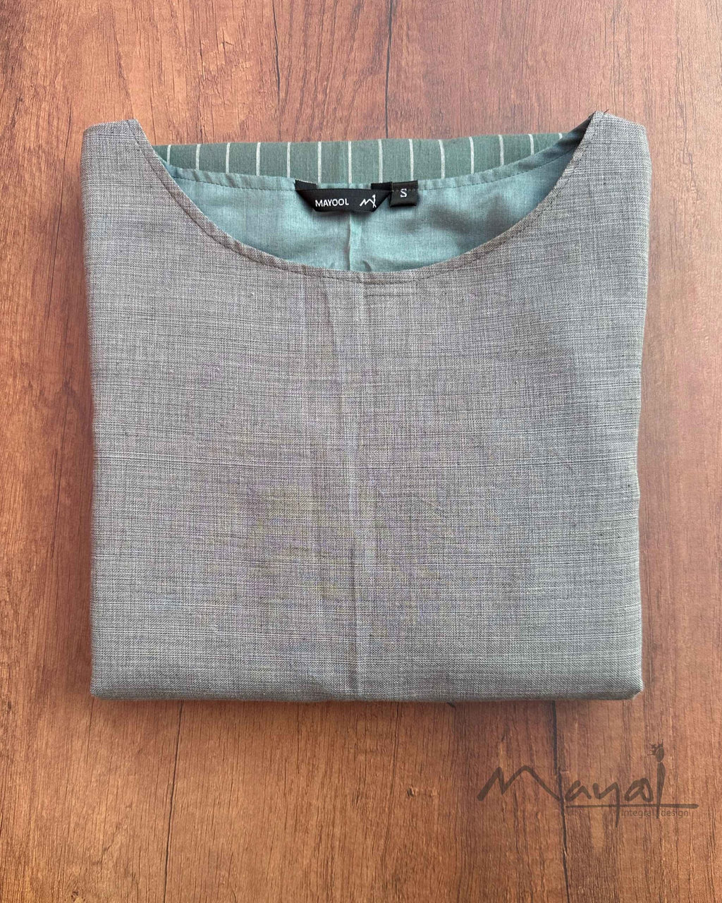 Grey Blue Patchwork Cotton Kurta