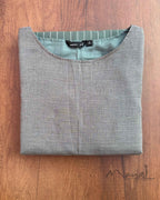 Grey Blue Patchwork Cotton Kurta