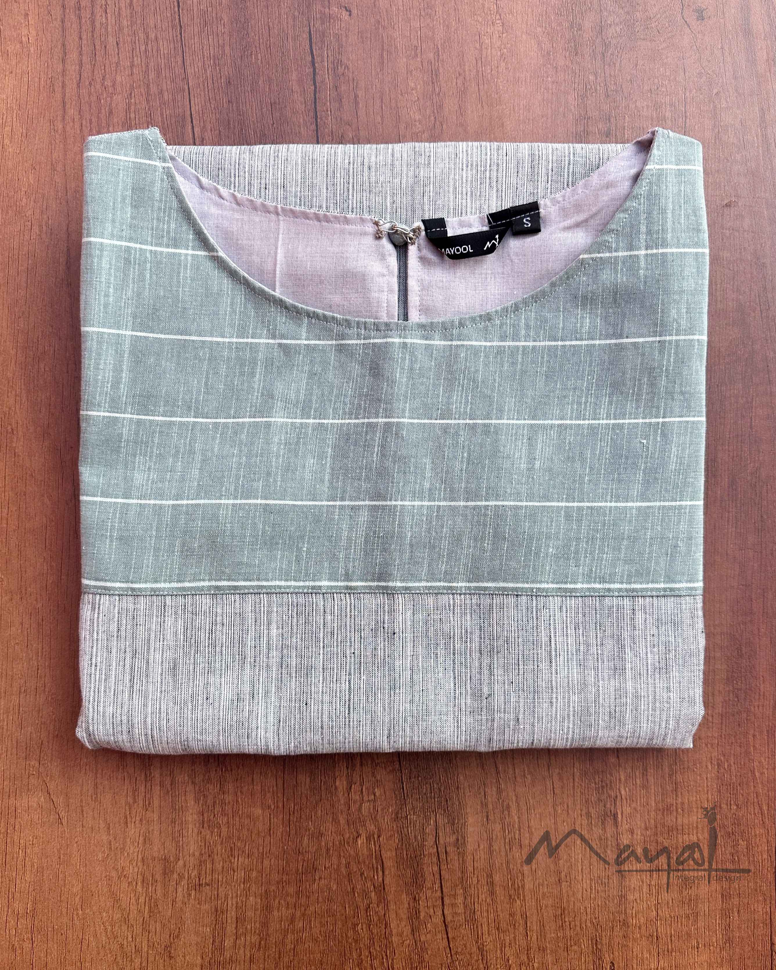 Light Grey Sleeveless Patchwork Cotton Kurta