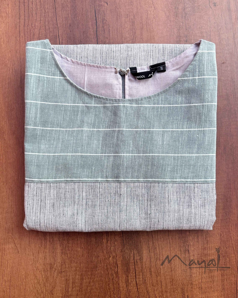 Light Grey Sleeveless Patchwork Cotton Kurta
