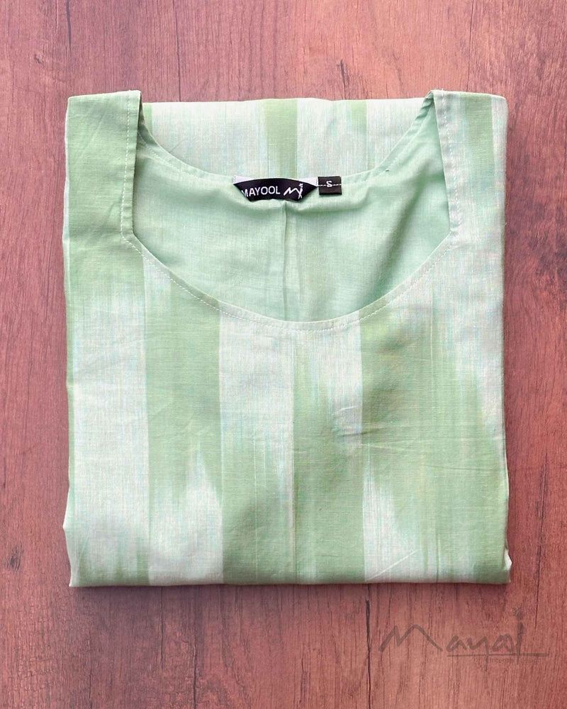 Sea Foam Green Patterned Cotton Kurta