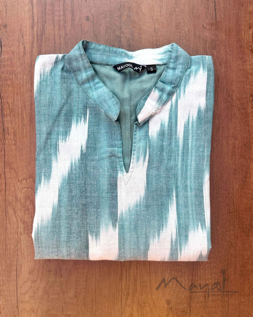 Baby Blue Patterned Cotton Kurta