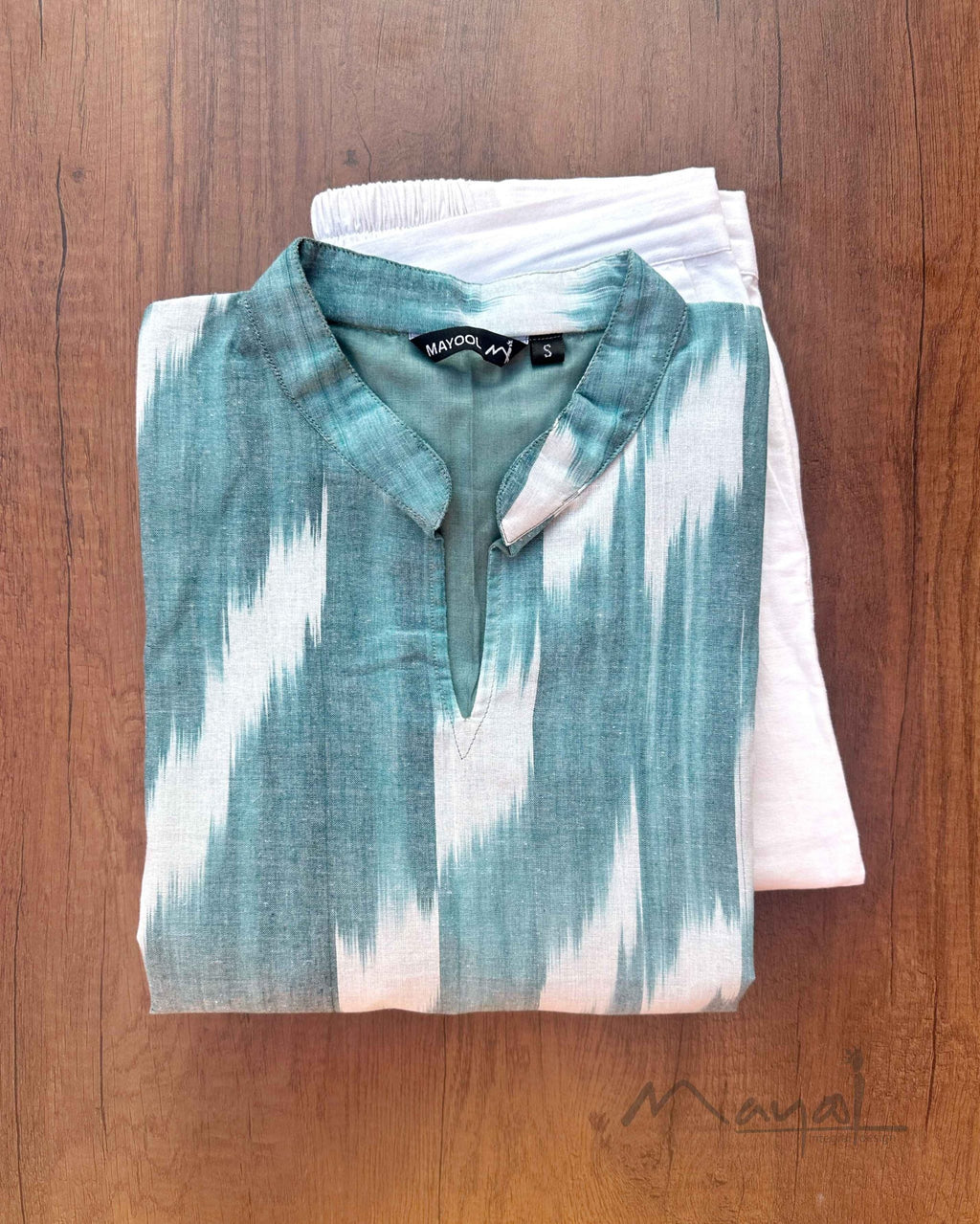 Baby Blue Patterned Cotton Kurta
