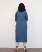 Yale Blue Pintuck Stripe Kurta