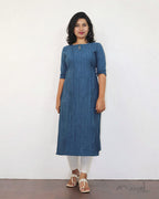 Yale Blue Pintuck Stripe Kurta