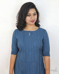 Yale Blue Pintuck Stripe Kurta