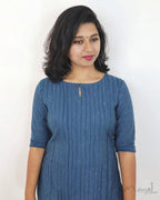 Yale Blue Pintuck Stripe Kurta