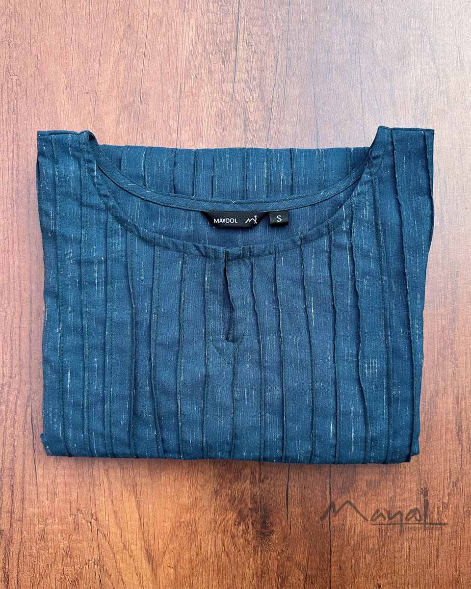 Yale Blue Pintuck Stripe Kurta