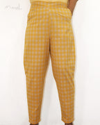 Yellow Checks Cotton Kurta