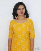 Yellow Jari Print Kurta