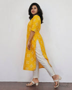 Yellow Jari Print Kurta