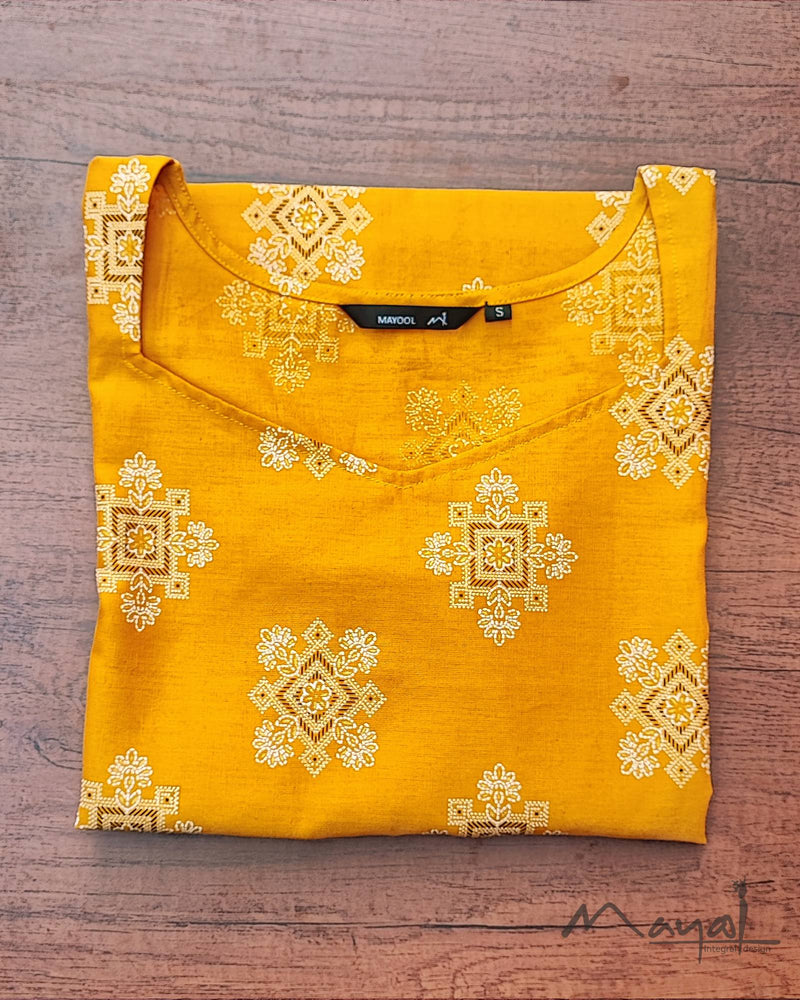 Yellow Jari Print Kurta