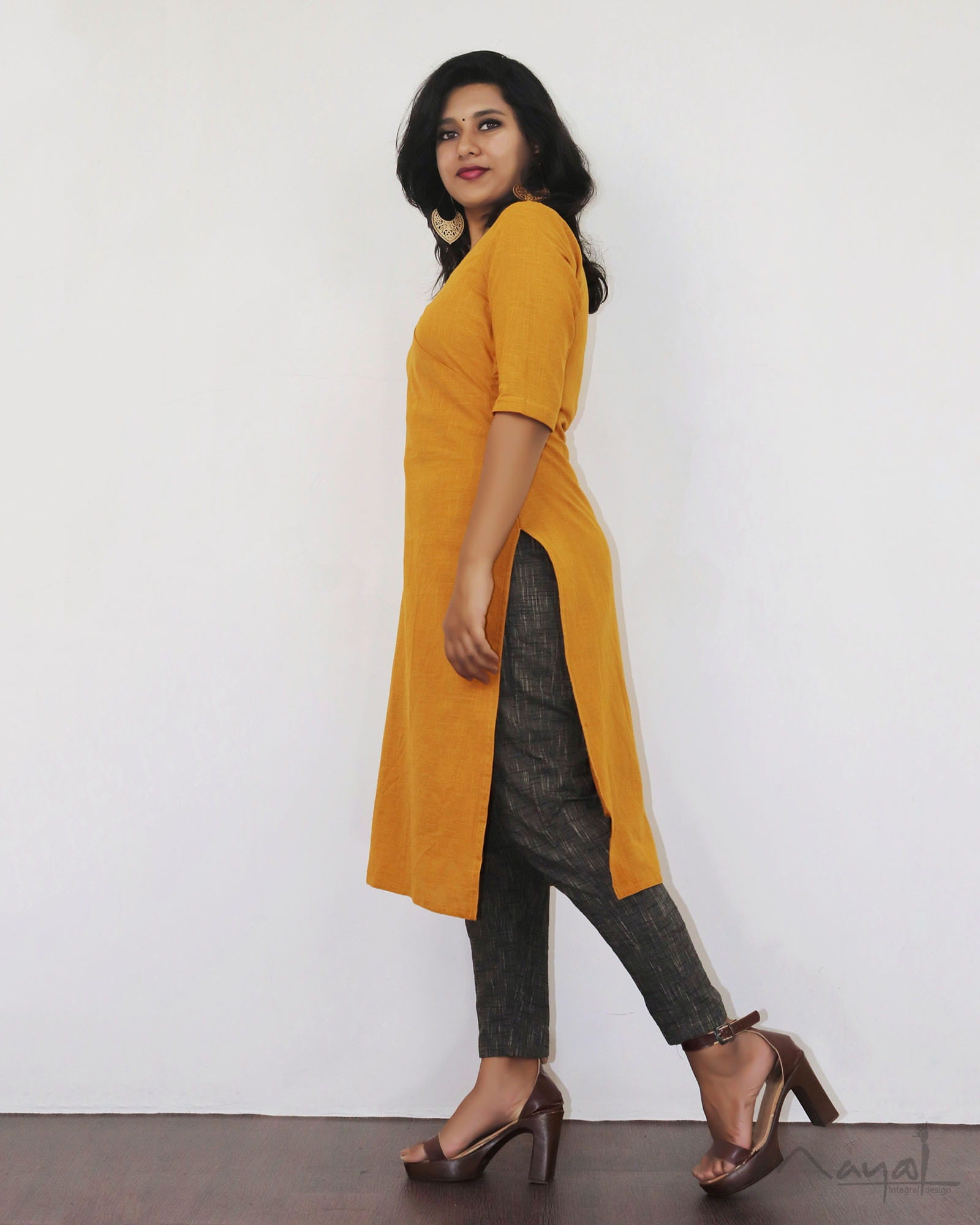 Fire Yellow Cotton Kurta