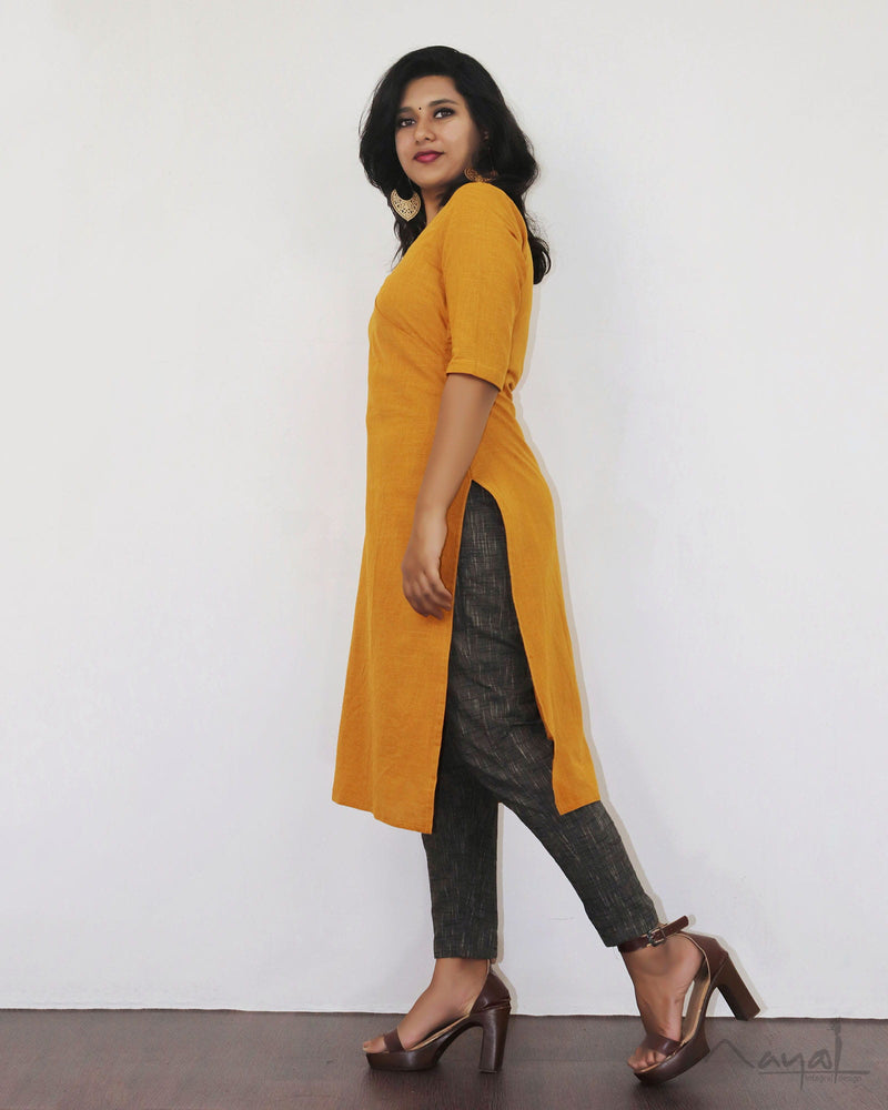Fire Yellow Cotton Kurta