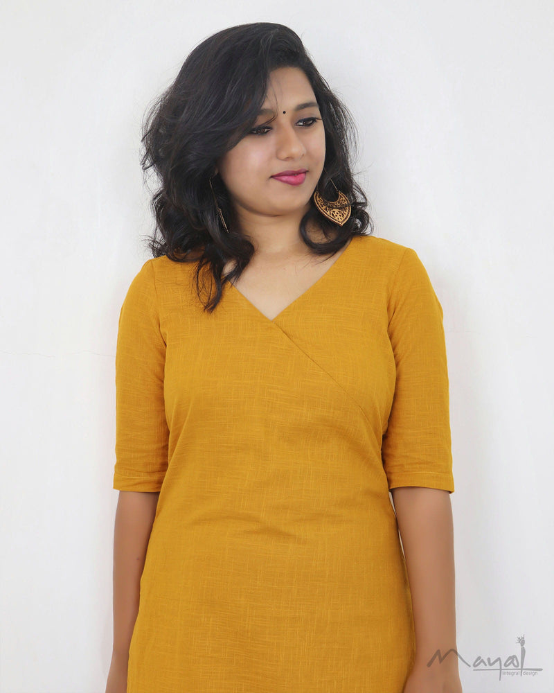 Fire Yellow Cotton Kurta